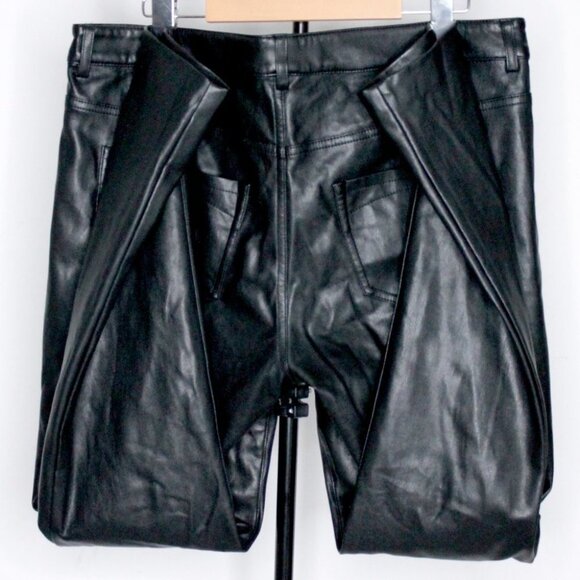 Riani Designer Black Faux Leather Pants Size 12 - Picture 2 of 15